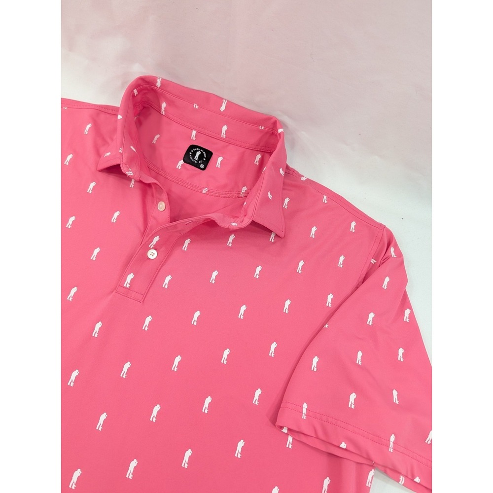 U Suck at Golf Polo‎ Shirt Mens 2XL Pink Logo All Over Print Stretch Funny Golf